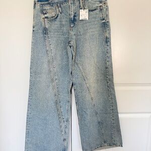 ZARA Light Wash Wide Leg Jeans Raw Hem Size EU 42 / US 10 Trendy